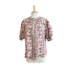 Boden Linen Pink Multicolor Floral Spring Blouse US Size 12